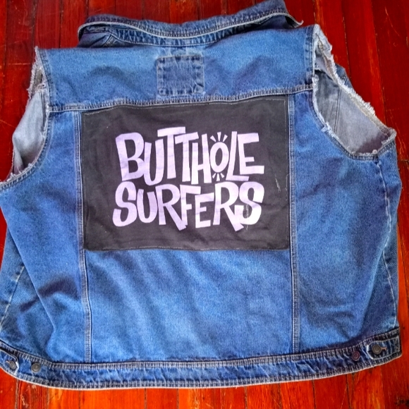 Vintage Butthole Surfers Sleeveless Denim Jacket Wrangler Super Rare Size 3XL
